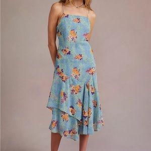 Urban Outfitters OU Vickie Chiffon Midi floral slip Dress womens S NWT